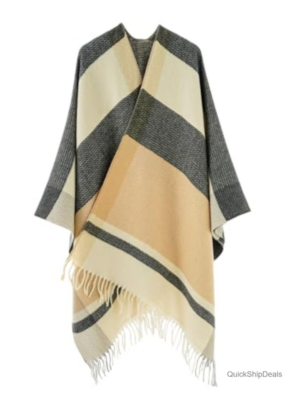 Faux Cashmere Shawl Wrap for Women, Open Front Poncho Cape Cardigan, Oversized